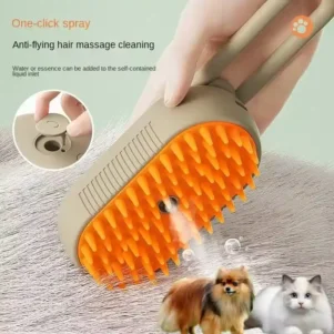 3-in-1 Pet Grooming Brush with Spray – Cat & Dog Steamer Brush for Hair Removal and Detangling - Image 2